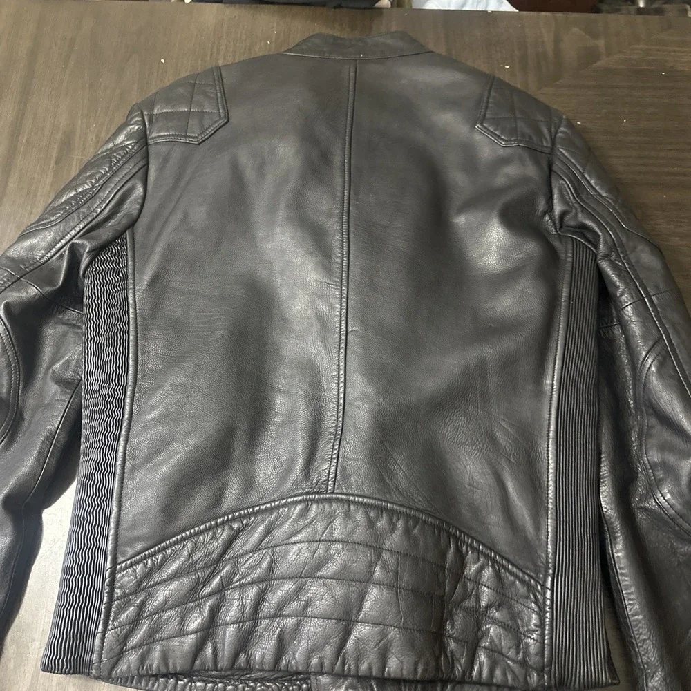 Superdry Endurance Leather The Indy JKT Black Biker Motorcycle Jacket Men's XL
